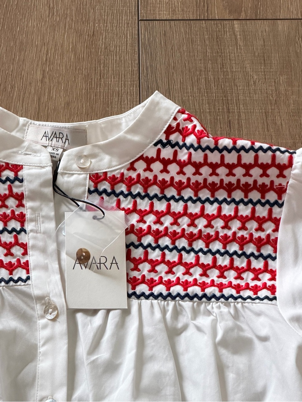 Avara Trudy Navy and Red Embroidered Top - Picture 6 of 8